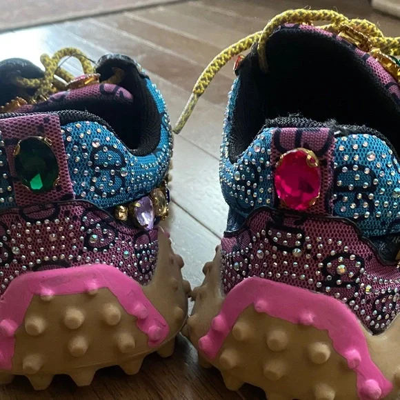 Taxi Rhinestone Canvas Bling Shoes Sz 8.5 Multicolor Gems - Picture 6 of 16